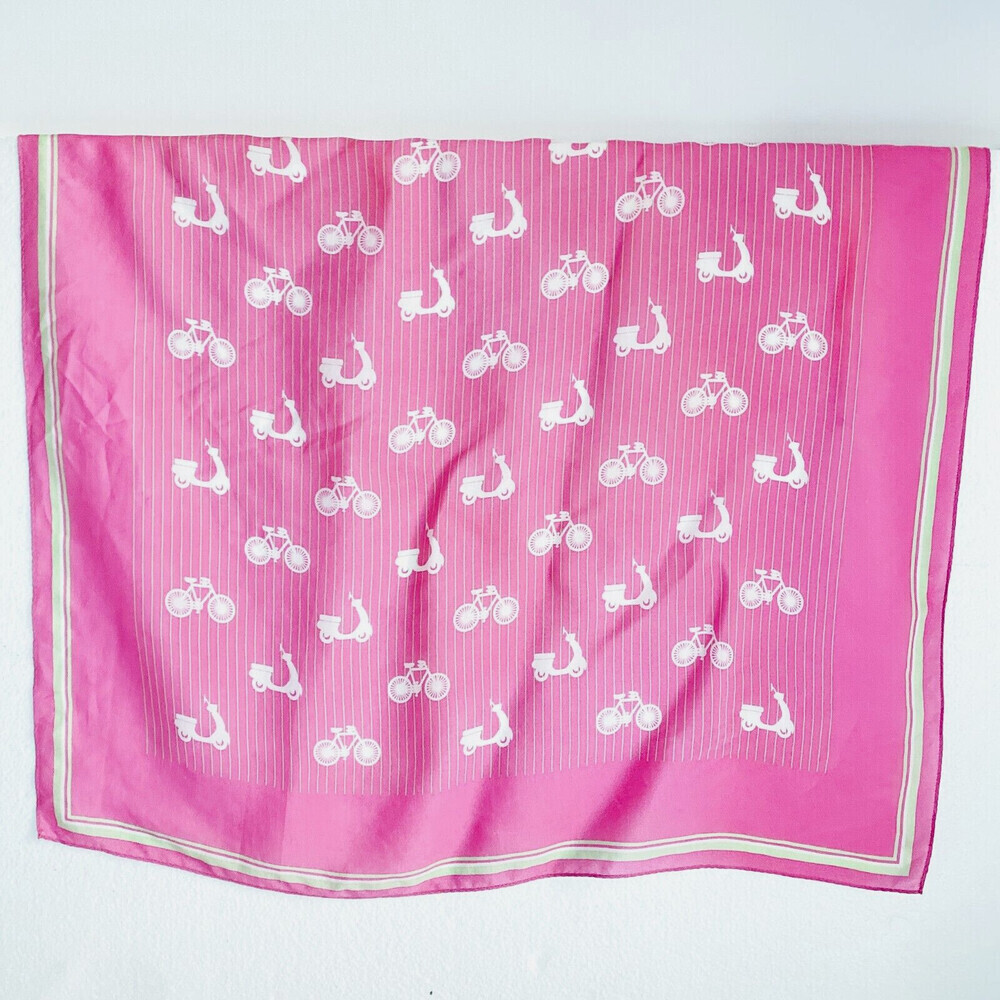 Vintage Dusty Pink Bike Bicycle Print Medium Scarf